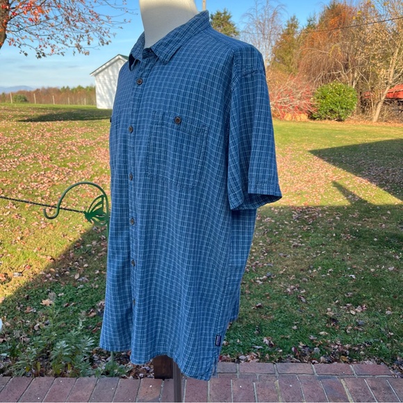Patagonia w/Grey Checked S/S Button Down Two Pocket Shirt Men's Big and Tall XXL - Picture 7 of 10